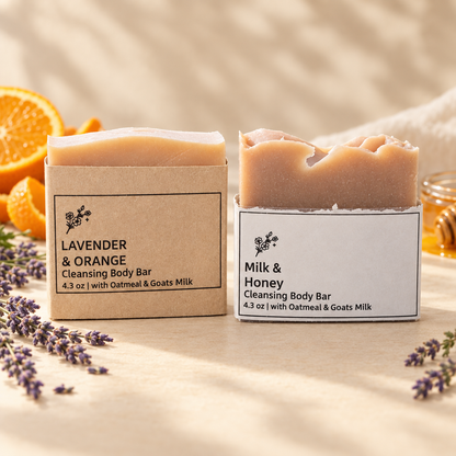 Lavender & Orange and Milk & Honey soap bars