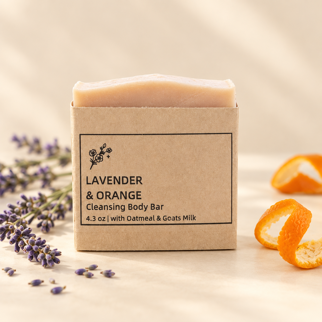 Styled Lavender & Orange soap bar product photo